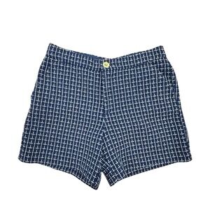Lilly Pulitzer Women's Shorts Blue White Plaid Tweed Casual